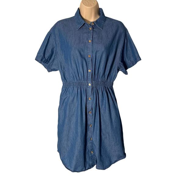MICHAEL Michael Kors Women's Button Front Shirtdress Light Cadet Wash Size M - Picture 4 of 12